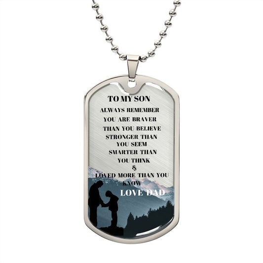 TO MY SON DOG TAG PRAYING WITH DAD
