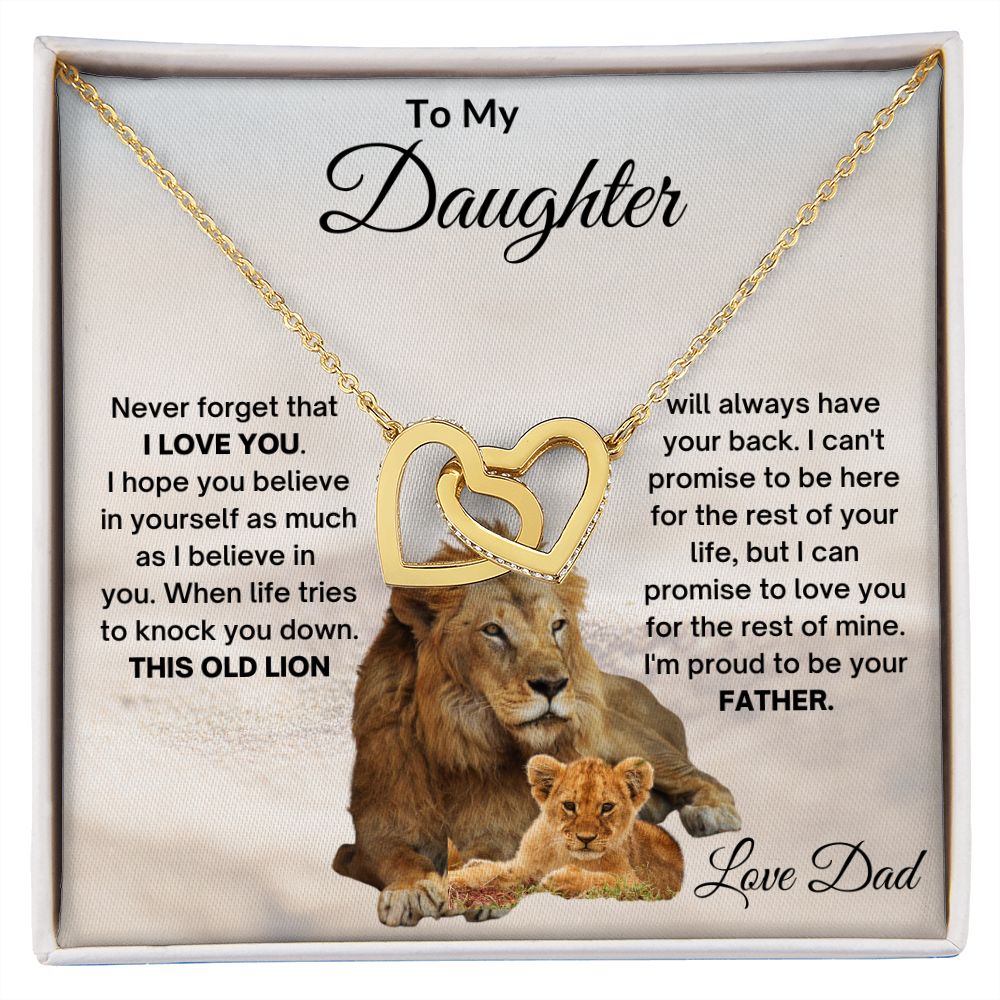TO MY DAUGHTER OLD LION INTERLOCKING HEARTS