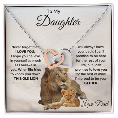 TO MY DAUGHTER OLD LION INTERLOCKING HEARTS